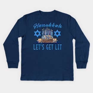 Hanukkah - Let's Get Lit Kids Long Sleeve T-Shirt